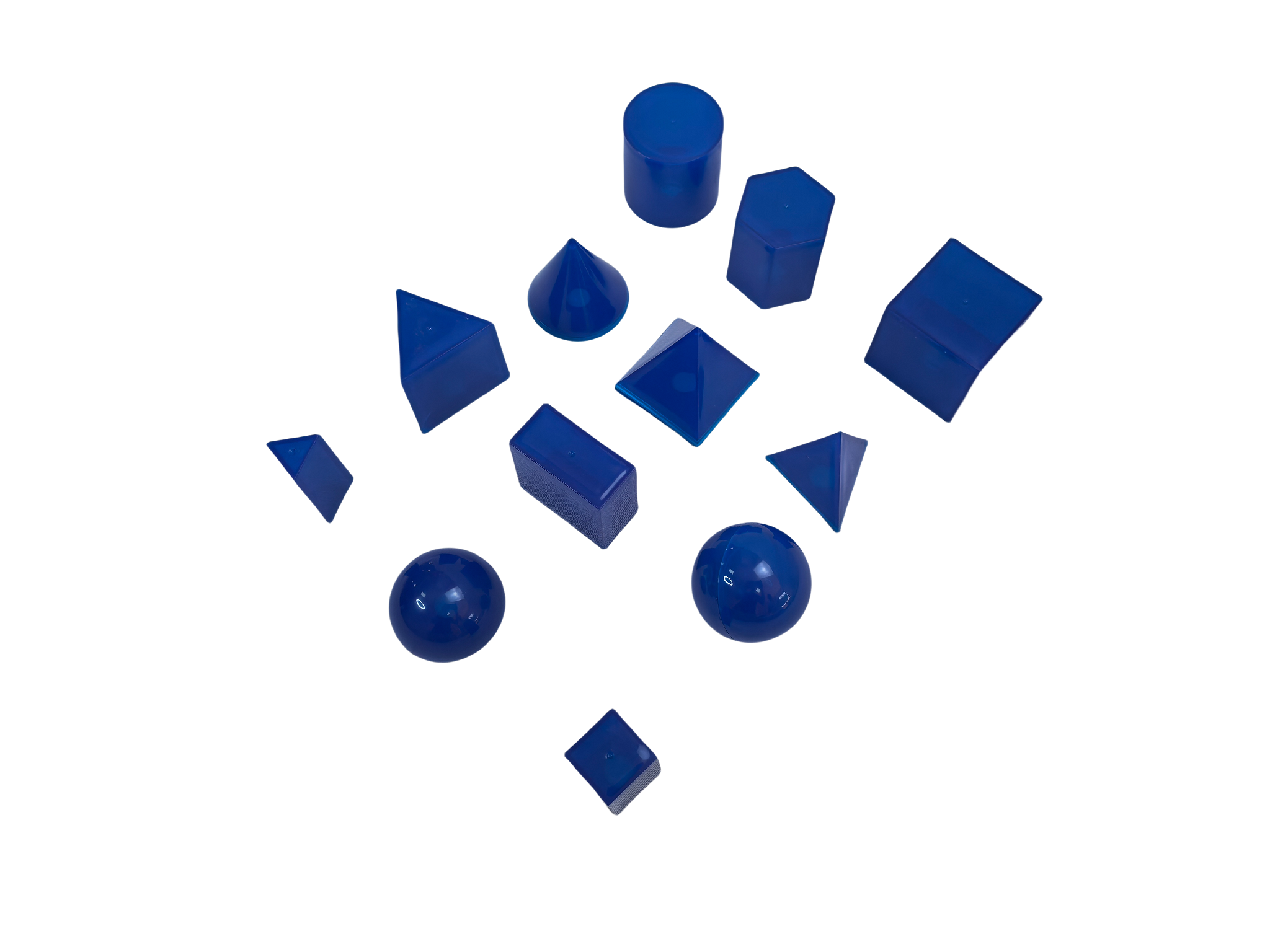 12 piece transparent 3D geometric solid model set